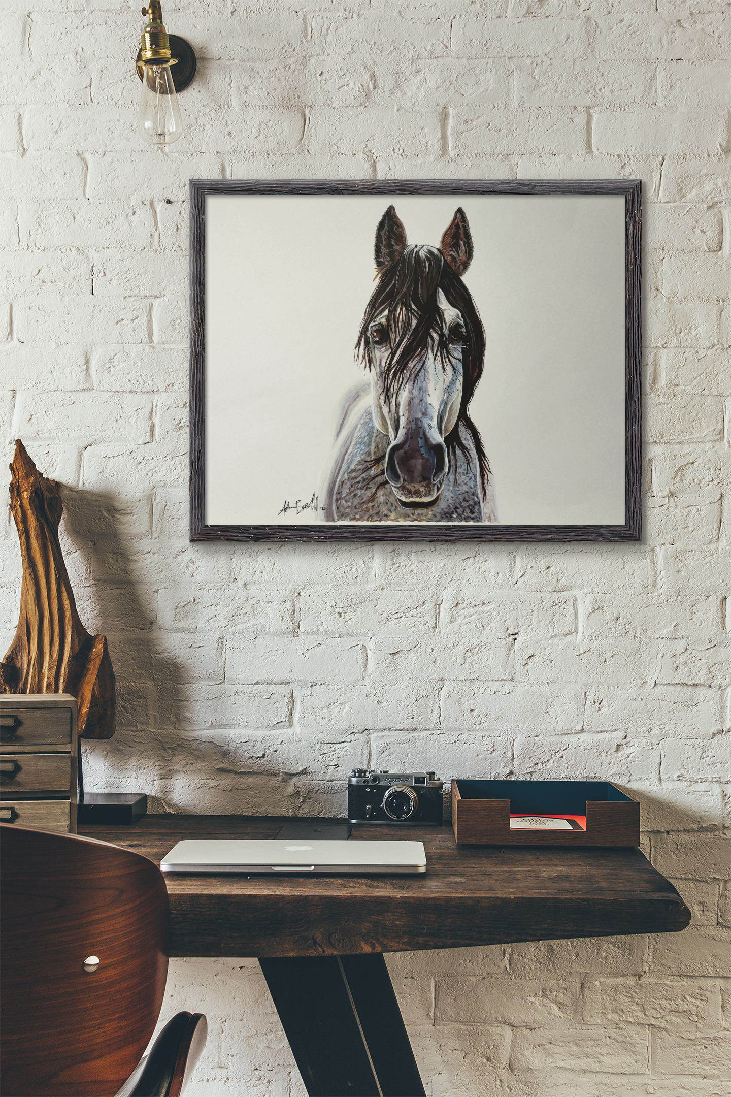 Dapple Grey Stallion-Original, 9x12